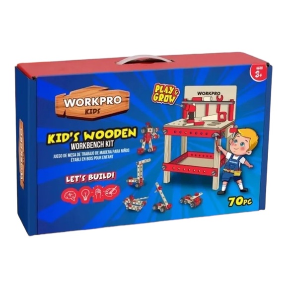 NEW (open box) WORKPRO Wooden Workbench Kit Kids Tool Bench...